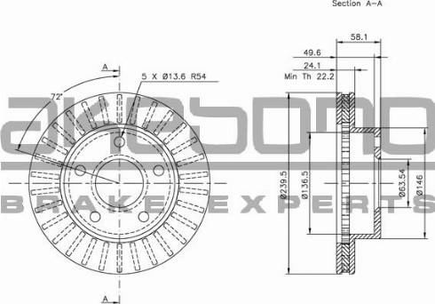 Akebono BN-1365E - Тормозной диск autodnr.net