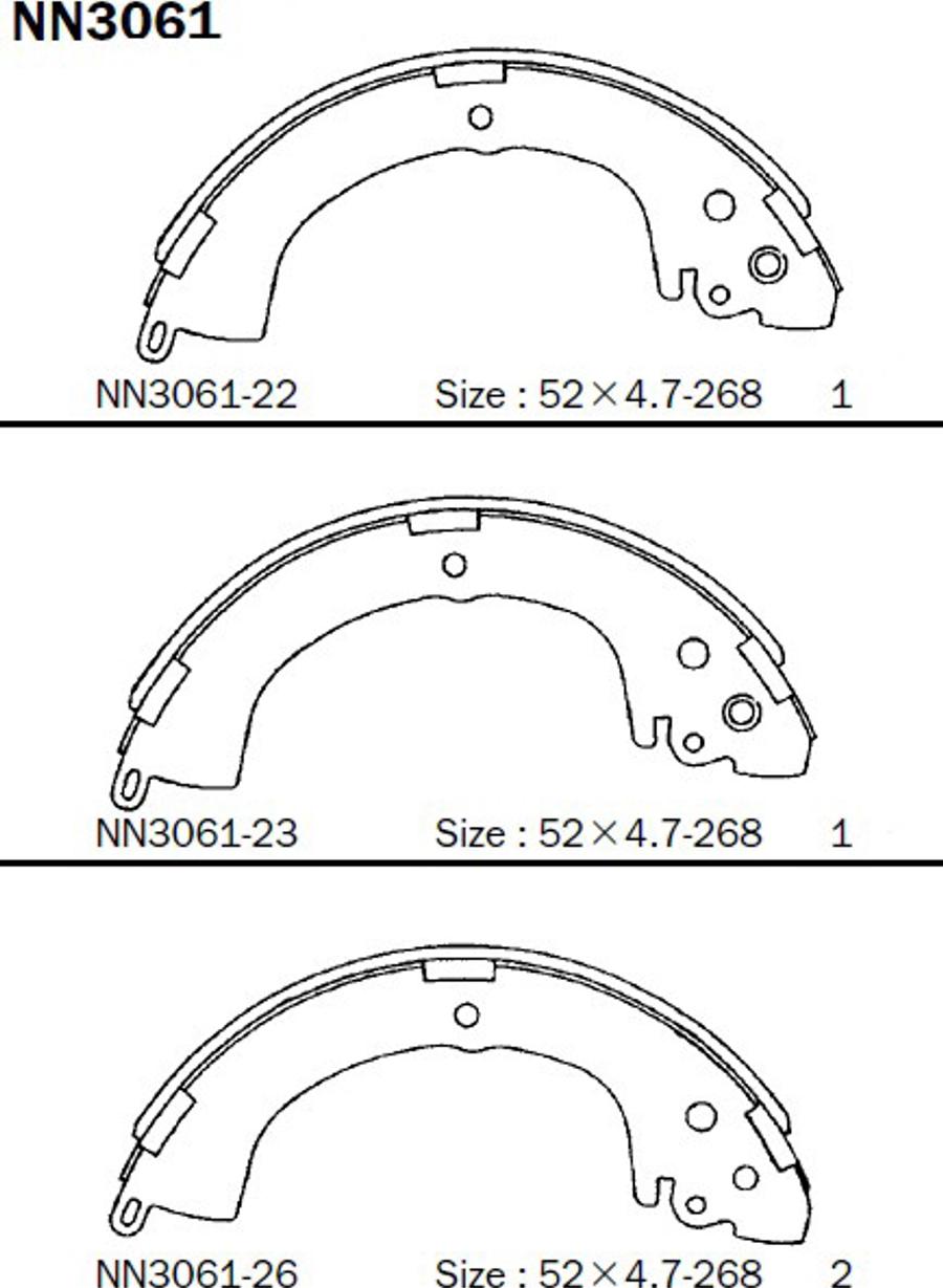 Akebono NN3061 - Комплект тормозных колодок, барабанные avtokuzovplus.com.ua