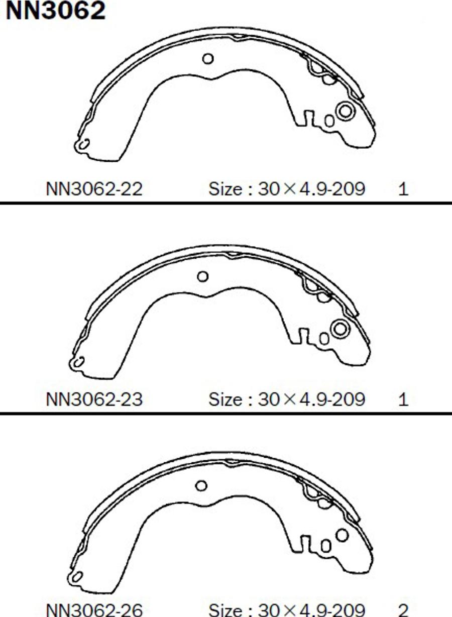 Akebono NN3062 - Комплект тормозных колодок, барабанные autodnr.net