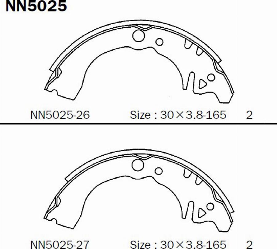 Akebono NN5025 - Комплект гальм, барабанний механізм autocars.com.ua