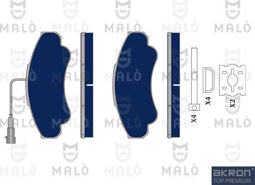 AKRON-MALÒ 1050124 - Гальмівні колодки, дискові гальма autocars.com.ua