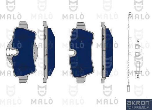 AKRON-MALÒ 1050141 - Гальмівні колодки, дискові гальма autocars.com.ua