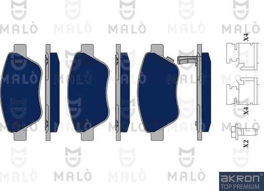 AKRON-MALÒ 1050228 - Гальмівні колодки, дискові гальма autocars.com.ua