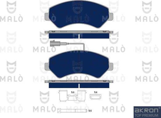 AKRON-MALÒ 1050234 - Гальмівні колодки, дискові гальма autocars.com.ua