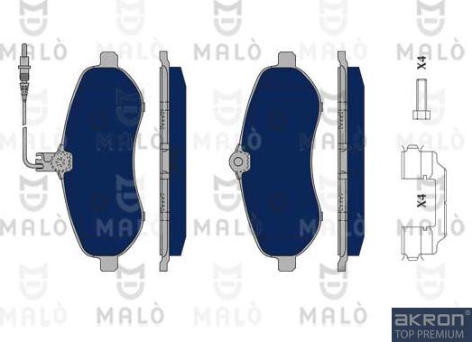 AKRON-MALÒ 1050242 - Гальмівні колодки, дискові гальма autocars.com.ua