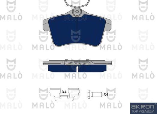 AKRON-MALÒ 1050256 - Гальмівні колодки, дискові гальма autocars.com.ua