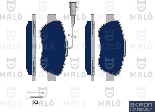 AKRON-MALÒ 1050402 - Гальмівні колодки, дискові гальма autocars.com.ua