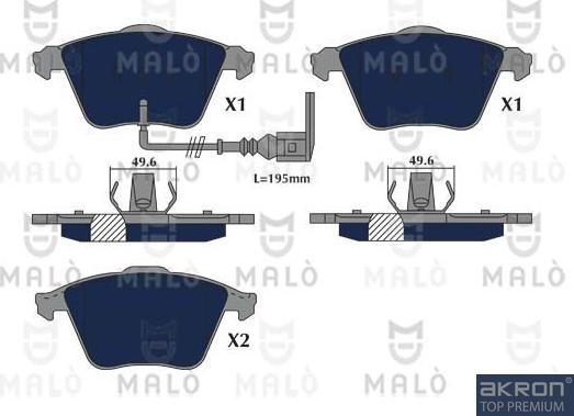 AKRON-MALÒ 1051183 - Гальмівні колодки, дискові гальма autocars.com.ua