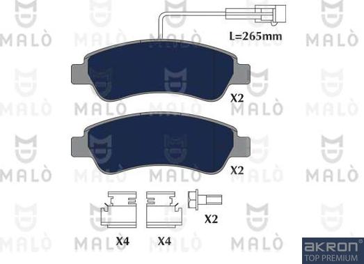 AKRON-MALÒ 1051223 - Гальмівні колодки, дискові гальма autocars.com.ua
