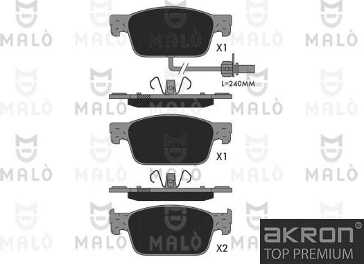 AKRON-MALÒ 1051376 - Гальмівні колодки, дискові гальма autocars.com.ua