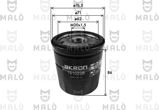 AKRON-MALÒ 1510228 - Масляний фільтр autocars.com.ua