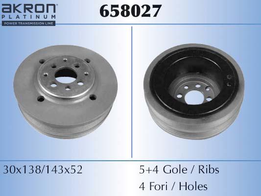 AKRON-MALÒ 658027 - Ремінний шків, колінчастий вал autocars.com.ua