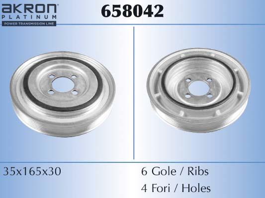 AKRON-MALÒ 658042 - Ремінний шків, колінчастий вал autocars.com.ua