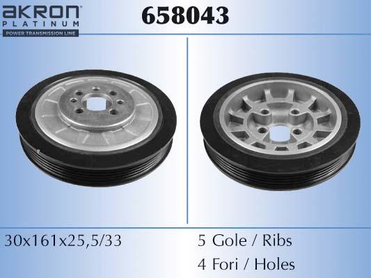 AKRON-MALÒ 658043 - Ремінний шків, колінчастий вал autocars.com.ua