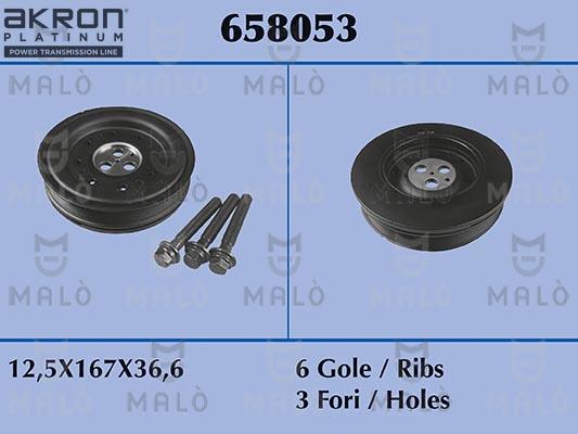 AKRON-MALÒ 658053 - Ремінний шків, колінчастий вал autocars.com.ua