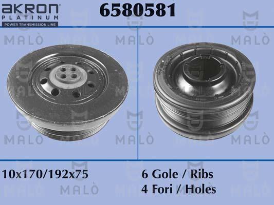 AKRON-MALÒ 6580581 - Ремінний шків, колінчастий вал autocars.com.ua