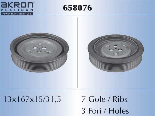 AKRON-MALÒ 658076 - Ремінний шків, колінчастий вал autocars.com.ua