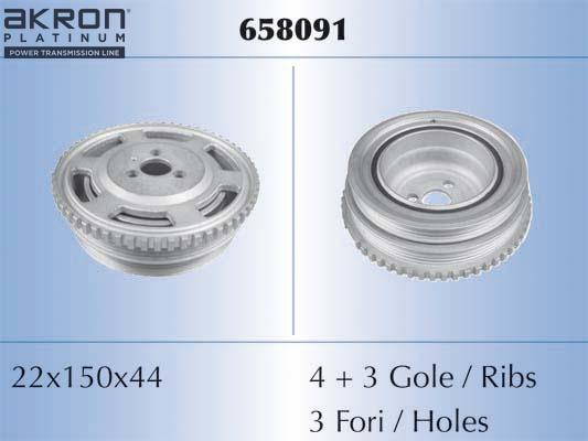 AKRON-MALÒ 658091 - Ремінний шків, колінчастий вал autocars.com.ua