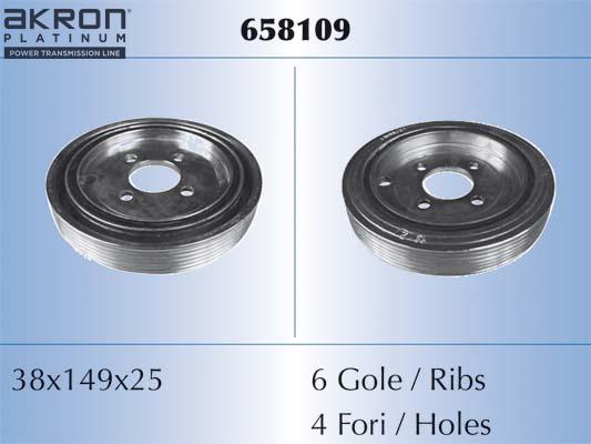 AKRON-MALÒ 658109 - Ремінний шків, колінчастий вал autocars.com.ua