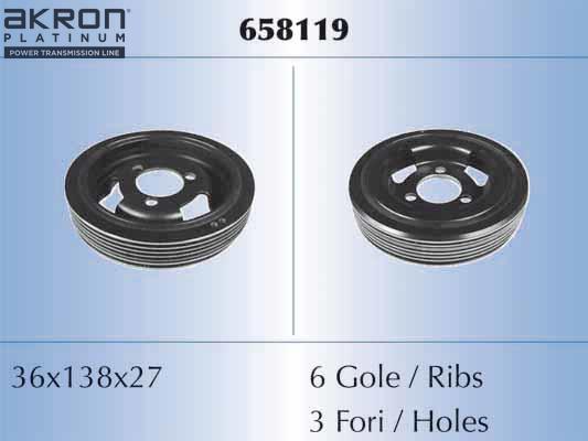 AKRON-MALÒ 658119 - Ремінний шків, колінчастий вал autocars.com.ua