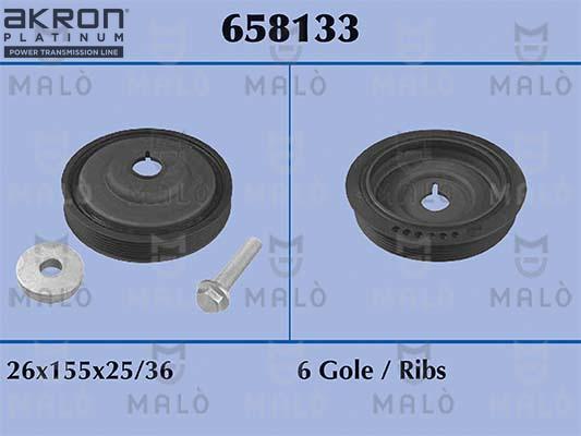 AKRON-MALÒ 658133 - Ремінний шків, колінчастий вал autocars.com.ua