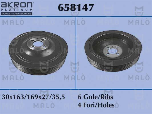 AKRON-MALÒ 658147 - Ремінний шків, колінчастий вал autocars.com.ua