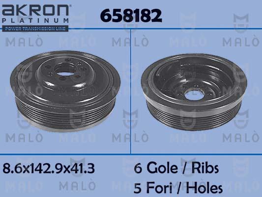 AKRON-MALÒ 658182 - Ремінний шків, колінчастий вал autocars.com.ua