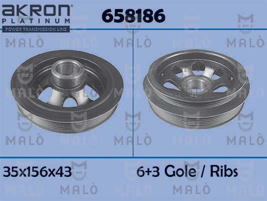 AKRON-MALÒ 658186 - Ремінний шків, колінчастий вал autocars.com.ua