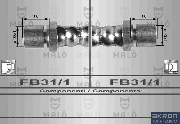 AKRON-MALÒ 80116 - Гальмівний шланг autocars.com.ua