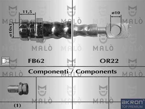 AKRON-MALÒ 80160 - Гальмівний шланг autocars.com.ua