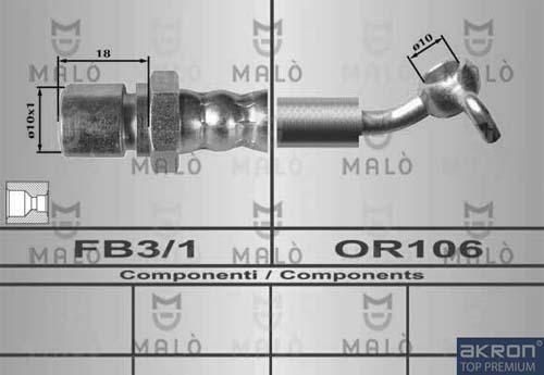 AKRON-MALÒ 80436 - Гальмівний шланг autocars.com.ua