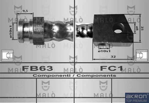 AKRON-MALÒ 80550 - Гальмівний шланг autocars.com.ua