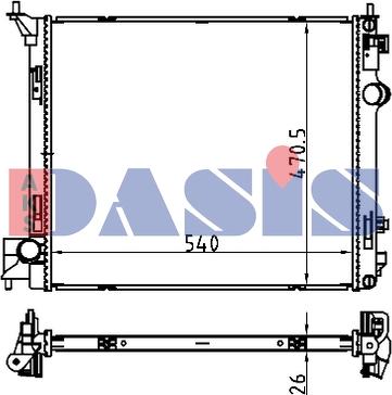 AKS Dasis 070187N - Радіатор, охолодження двигуна autocars.com.ua