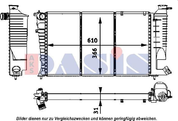 AKS Dasis 160038N - Радіатор, охолодження двигуна autocars.com.ua