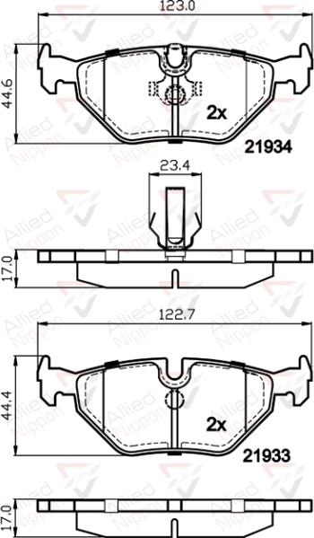 ALLIED NIPPON ADB01024 - Гальмівні колодки, дискові гальма autocars.com.ua