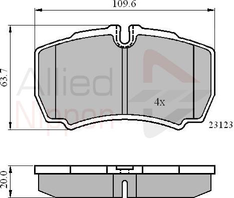 ALLIED NIPPON ADB01034 - Гальмівні колодки, дискові гальма autocars.com.ua