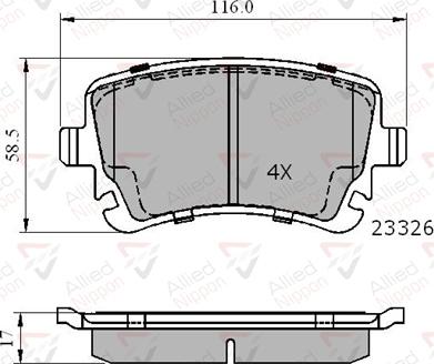 ALLIED NIPPON ADB01313 - Гальмівні колодки, дискові гальма autocars.com.ua