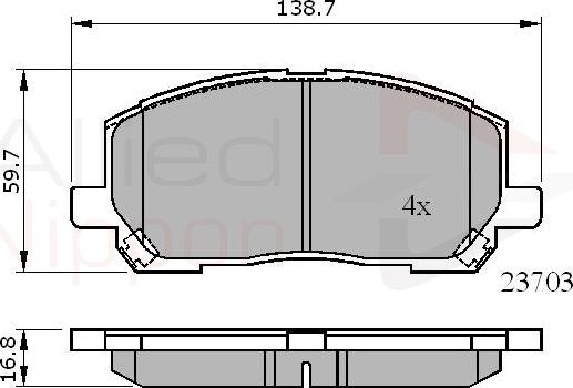 ALLIED NIPPON ADB01507 - Гальмівні колодки, дискові гальма autocars.com.ua