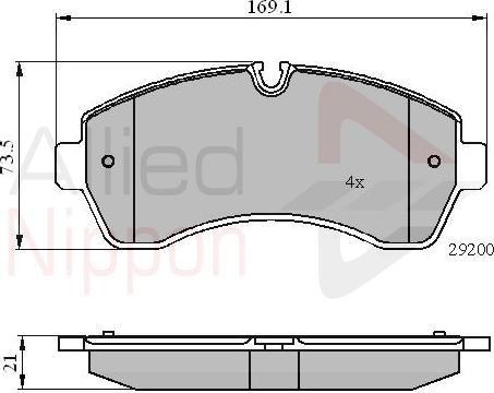 ALLIED NIPPON ADB01569 - Гальмівні колодки, дискові гальма autocars.com.ua