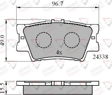 ALLIED NIPPON ADB01581 - Гальмівні колодки, дискові гальма autocars.com.ua