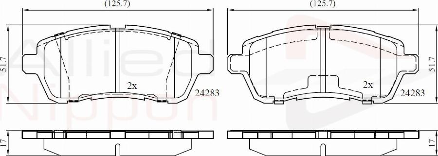 ALLIED NIPPON ADB01618 - Гальмівні колодки, дискові гальма autocars.com.ua