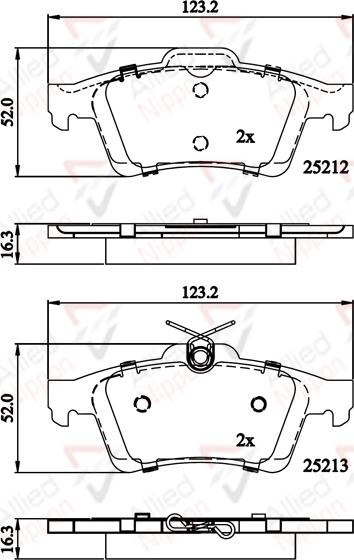 ALLIED NIPPON ADB01629 - Гальмівні колодки, дискові гальма autocars.com.ua