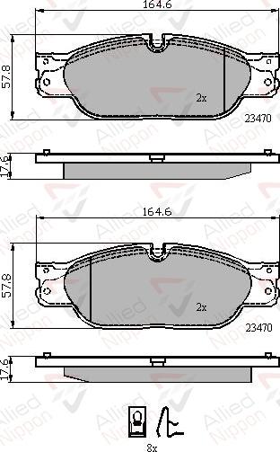 ALLIED NIPPON ADB01704 - Гальмівні колодки, дискові гальма autocars.com.ua
