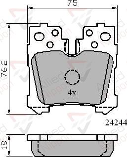 ALLIED NIPPON ADB01722 - Гальмівні колодки, дискові гальма autocars.com.ua