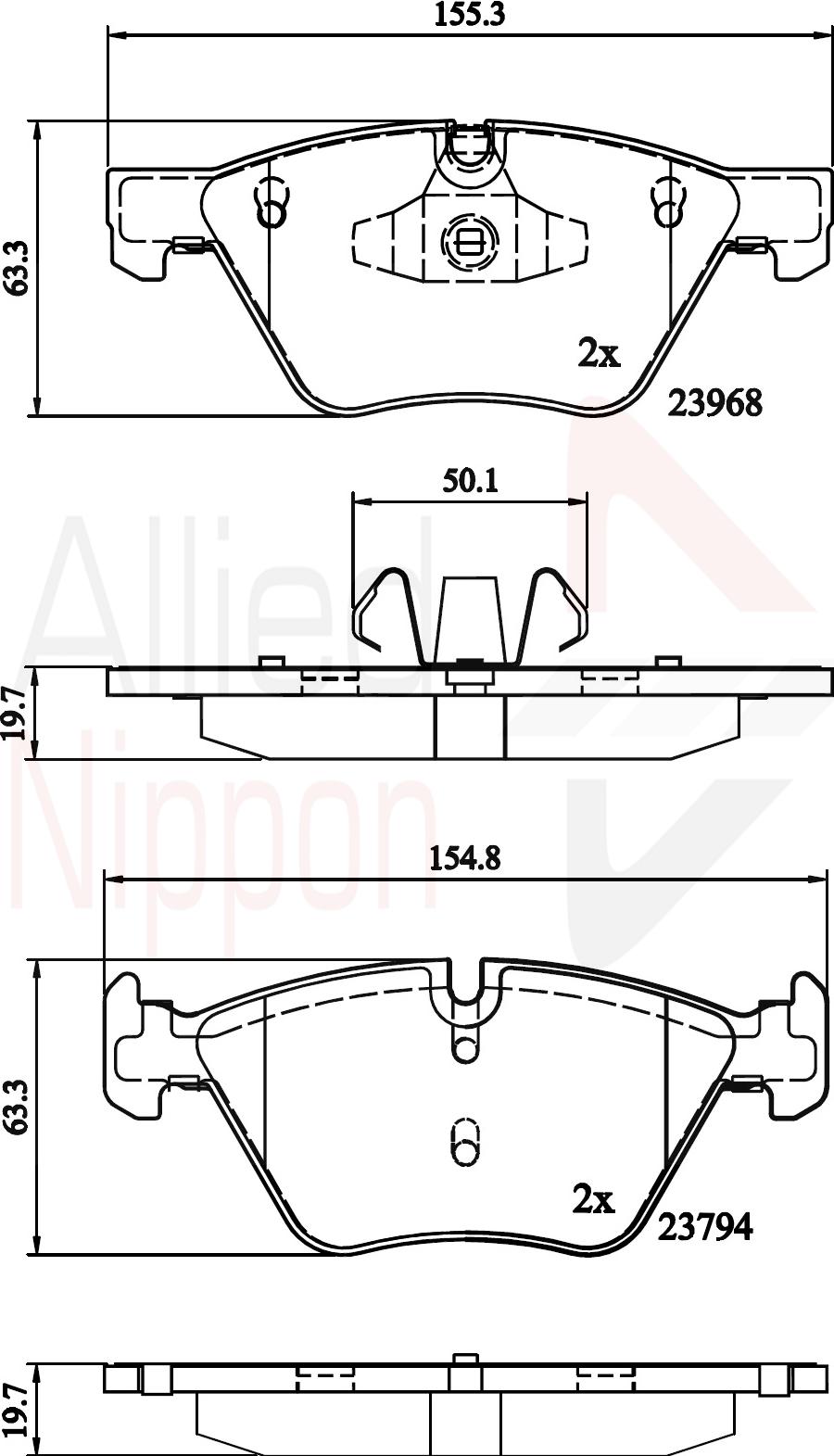 ALLIED NIPPON ADB02011 - Гальмівні колодки, дискові гальма autocars.com.ua