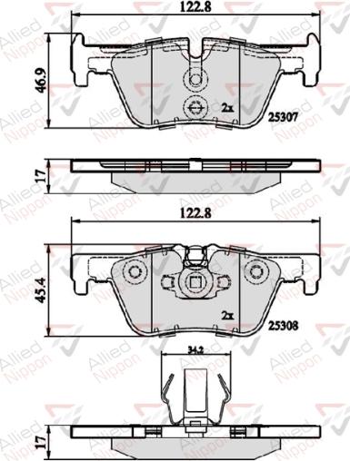 ALLIED NIPPON ADB02131 - Гальмівні колодки, дискові гальма autocars.com.ua