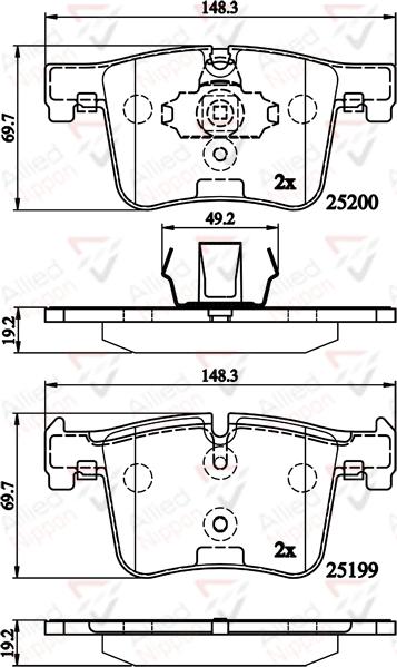 ALLIED NIPPON ADB02149 - Гальмівні колодки, дискові гальма autocars.com.ua