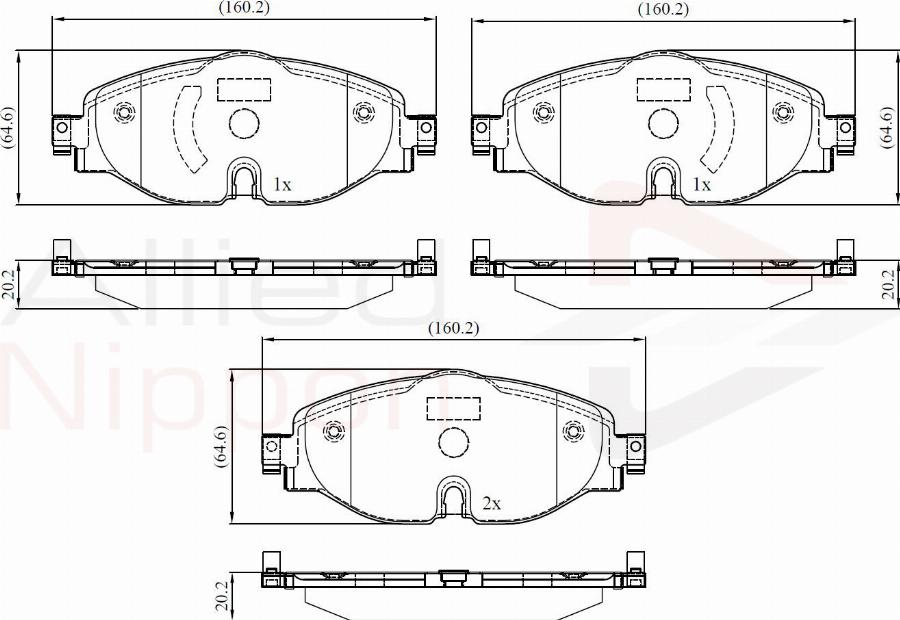 ALLIED NIPPON ADB02158 - Гальмівні колодки, дискові гальма autocars.com.ua