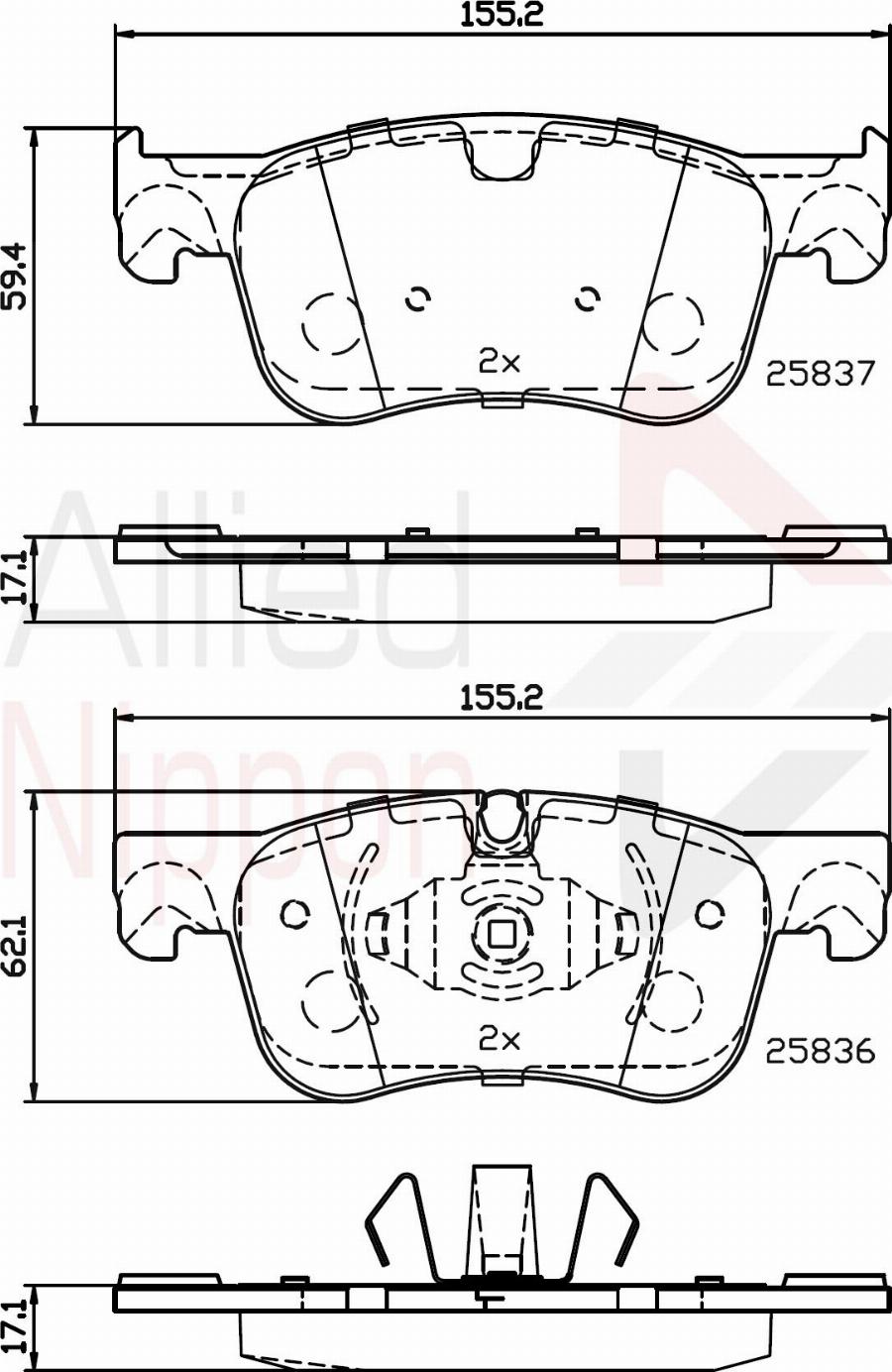 ALLIED NIPPON ADB02246 - Гальмівні колодки, дискові гальма autocars.com.ua