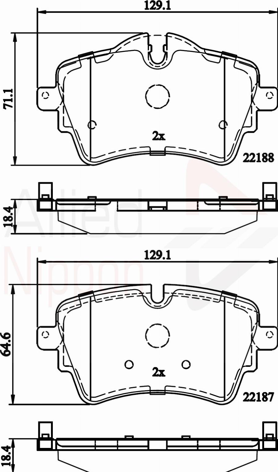 ALLIED NIPPON ADB02261 - Гальмівні колодки, дискові гальма autocars.com.ua